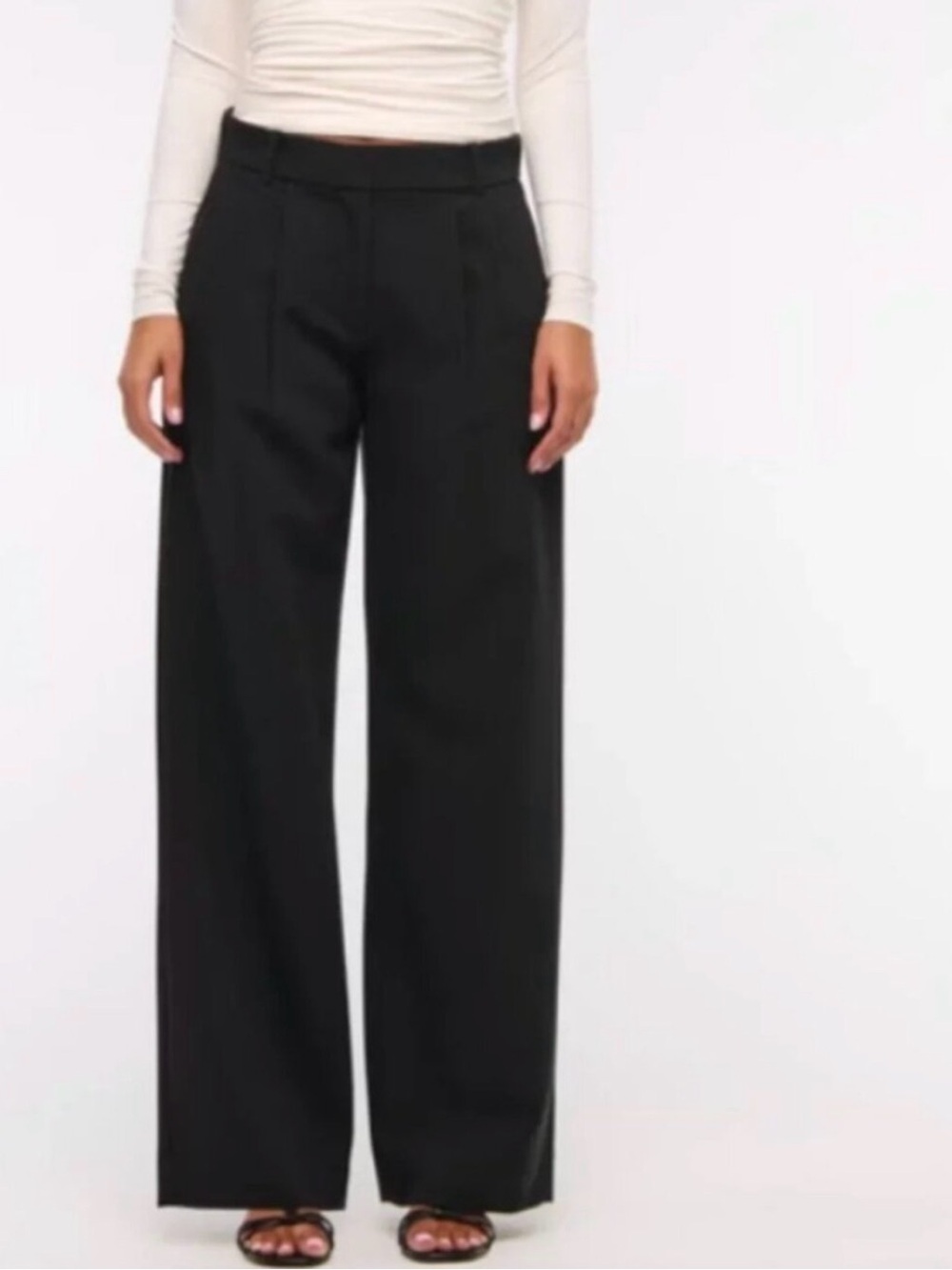 Abercrombie & Fitch Sloan Black High-Waist Wide Leg Trousers 35 Curve Love